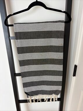 Grasslands Road Black and White Striped Table Linen